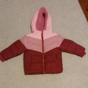 Swiss Tech Pink and Red Kids Puffer Jacket
